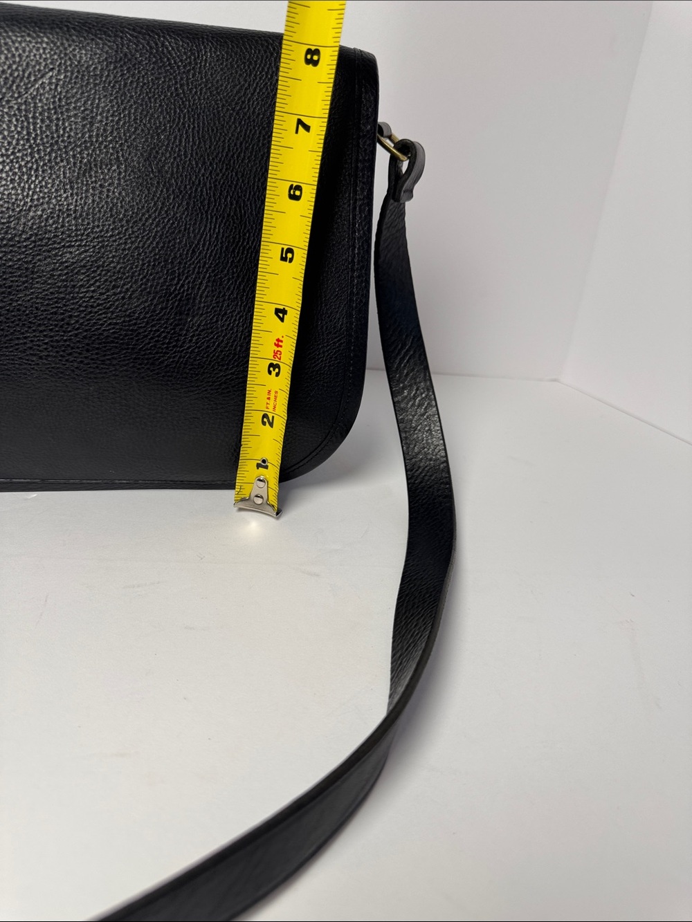 AGNES B. Minimal Black Pebble Leather Crossbody Saddle Satchel Bag  Roomy - Picture 14 of 16
